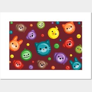 Cute Animal Rainbow Buttons Posters and Art